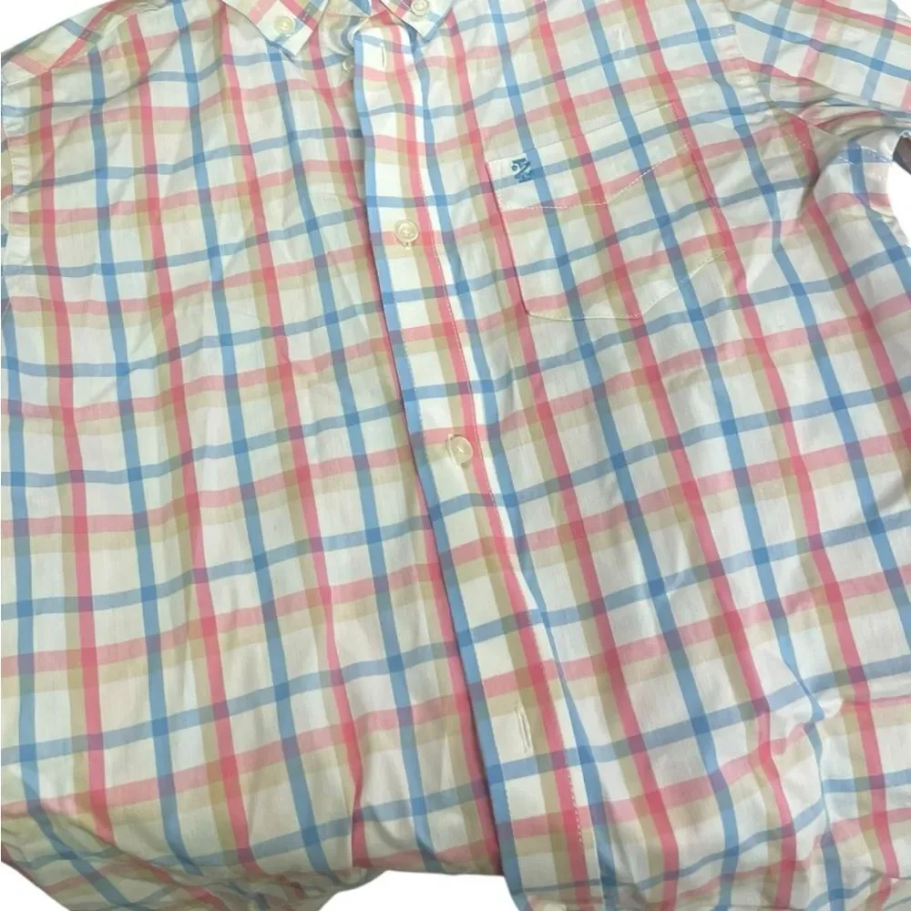 Izod Boy's  Multicolor Plaid Shirt perfect for easter excellent worn once size M